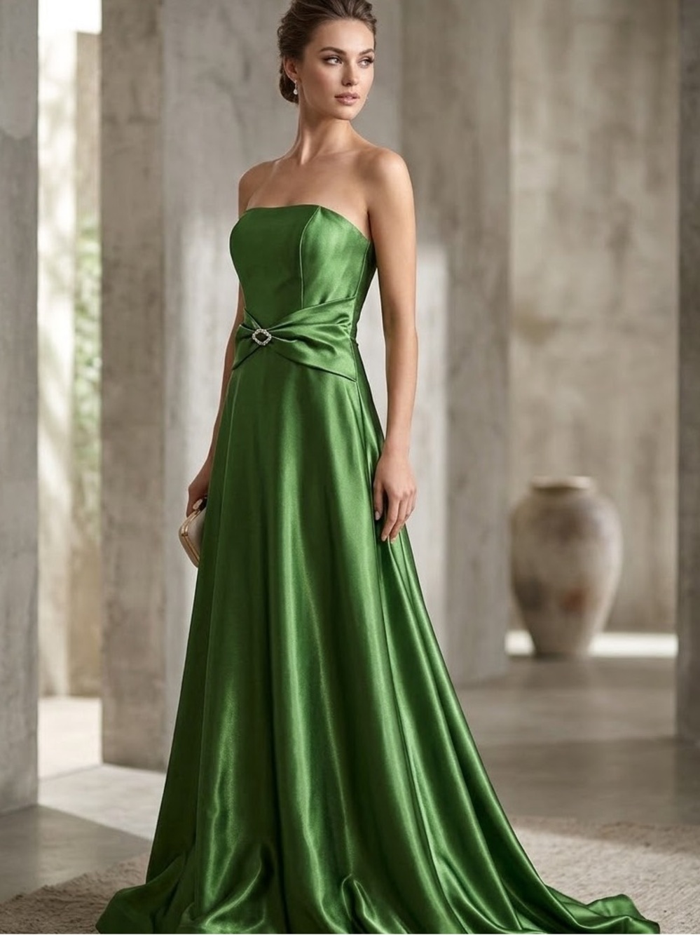 Jessica McClinton for Gunne Sax Green Strapless Maxi Dress Gown 1 / 2